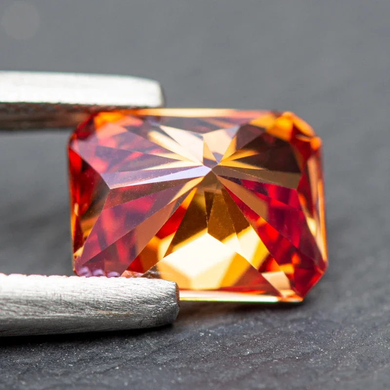 Moissanite Stone Radiant Cut Watermelon Red Color VVS1 with GRA Certificate Gemstone Charms Beads Top Jewelry Making Materials