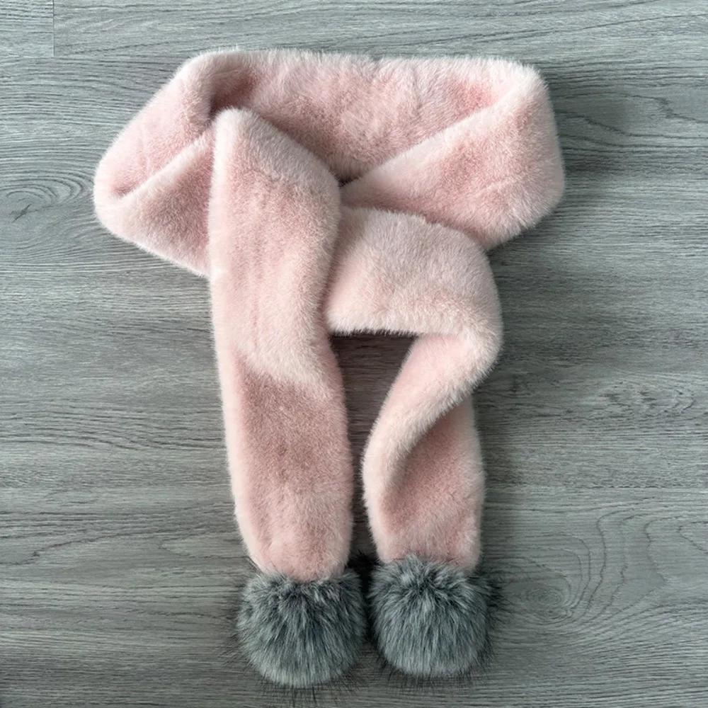 New Faux Fur Faux Fur Scarf Soft Pom Pom Trim Pom Pom Scarf Warm And Cozy Multicolor Neck Warmer Women