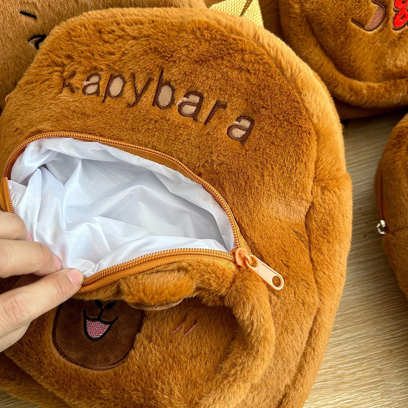 Trendy Kapibala pop pluche rugzak; Ruime Cartoon Capibara damestas; Ideaal kindercadeau