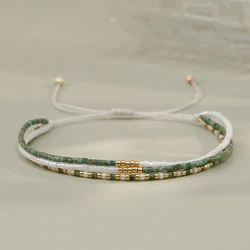 1pc vintage Bohemian style copper bead mixed color glass bead three circle adjustable bracelet suitable for daily gift giving