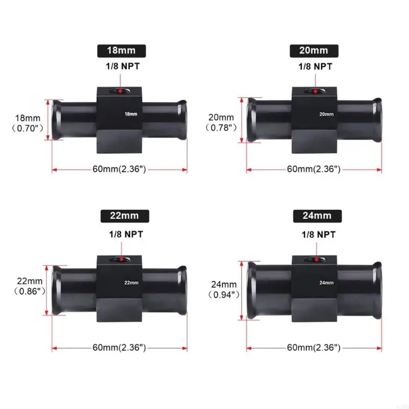 H7BD Water Temp Gauge Joint Water Temp Meter Joint Temperature Hose Adapter Attachment 18/20/22/24/28/30/32/34/36/38/40MM