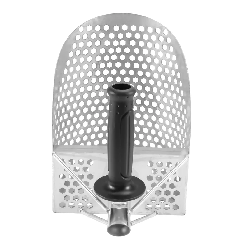 

Sand Scoop For Metal Detecting, Stainless Steel With Hexahedron 7Mm Holes For Beach Treasure Hunting Plastic Handle