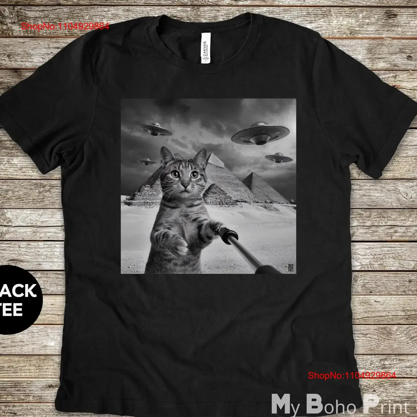 

Funny Cat Selfie T Shirt Alien UFO Picture Meme Photograph Weird Animal vintage Washed Soft Breathable Versatile Unisex