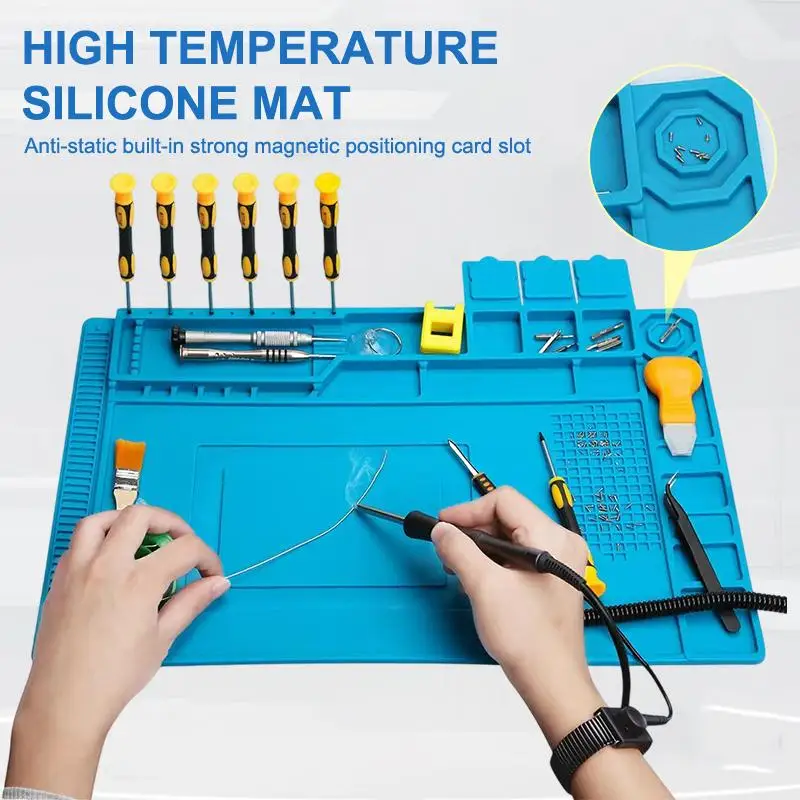 Anti-Static Silicone Heat-Resistant Table Mat Magnetic Heat Insulation Silicone Mat Repair Kit Soldering Mat Phone Repair Mat