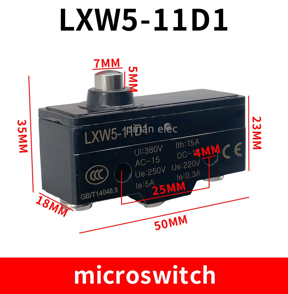 LXW5-11D1 1NO + 1NC Short Reed Snap Button Lever Type Micro Limit Switches