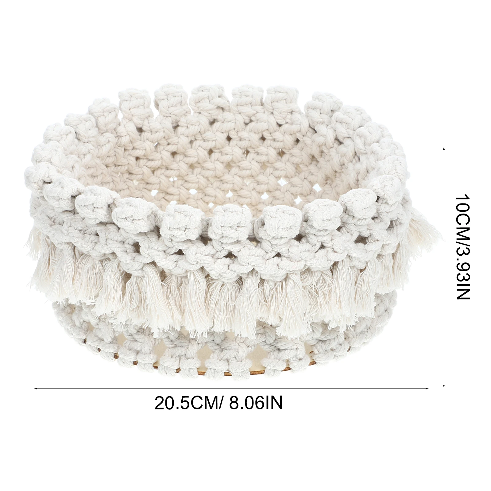 

Hand Woven Cotton Rope Storage Basket Natural Wood Material Organizational Container for Desktop Bedroom Home Decor Sundries