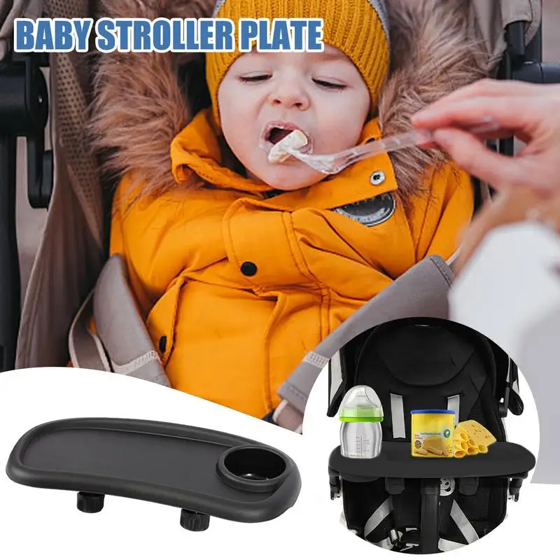 Infant Accessories Baby Stroller Dining Plate Snack Tray With Cup Holder Toddler Girls Boys Milk Bottle Holder With Nonslip Clip