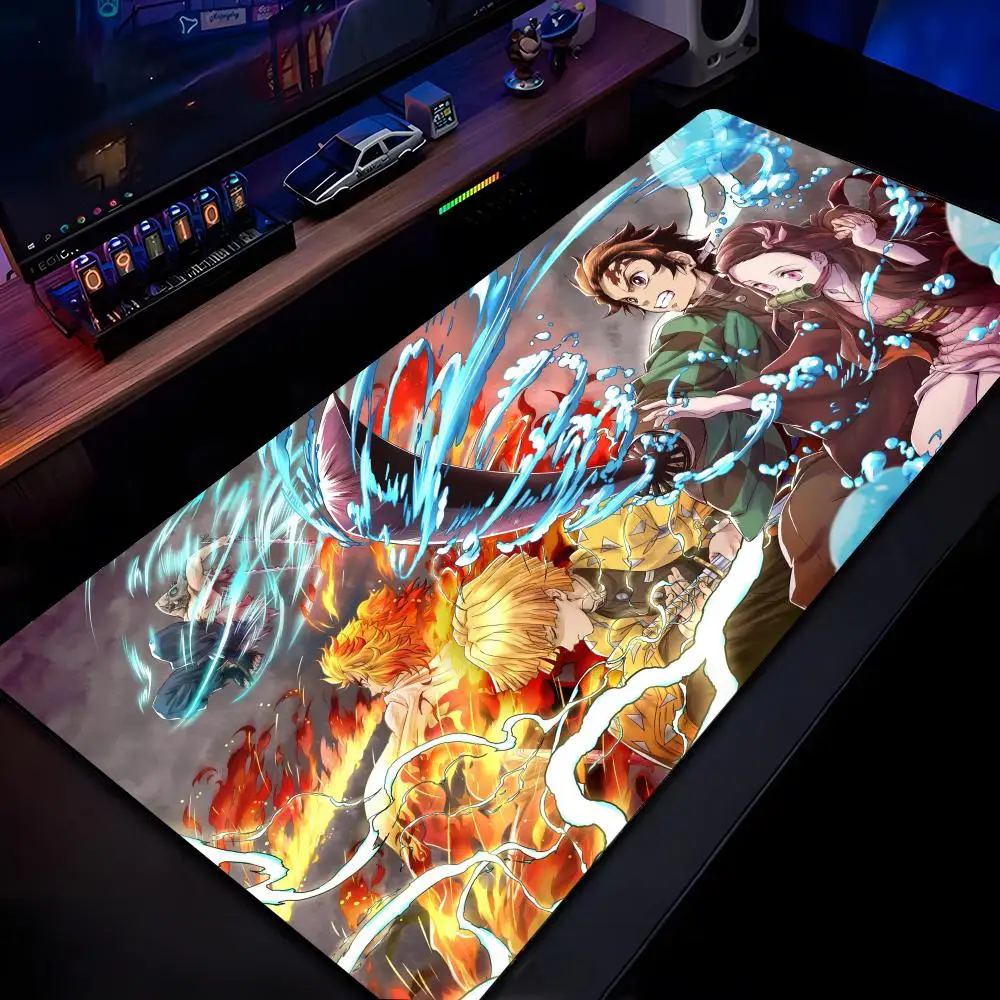 Anime D-Demon Slayer Mouse Pad Mousepad Stampa HD Giocatori di computer Bordo di bloccaggio Tappetino per mouse antiscivolo XXL90x40cm Tastiera PC Scrivania