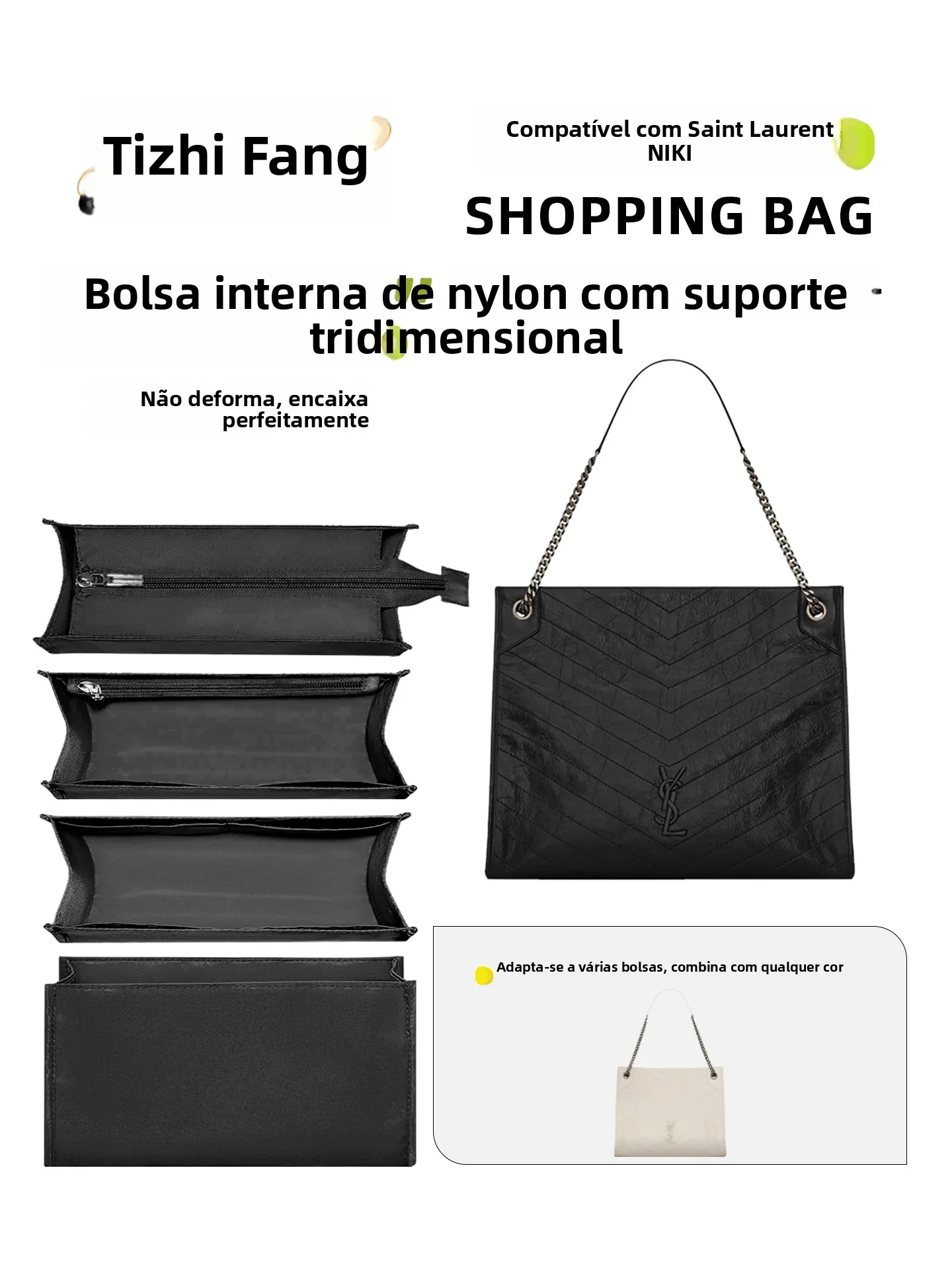 tixingfan-niki-ショップバッグインナーナイロン収納ポーチ防水適度な重量容量キューブ型オーガナイザーショッピングバッグ用