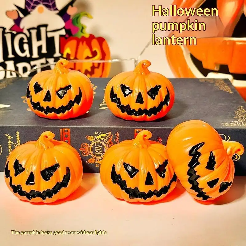 1/3 Pack Halloween LED Pumpkin Lights Warm Glow Scary Face Design For Holiday Party Home Yard Decorations
