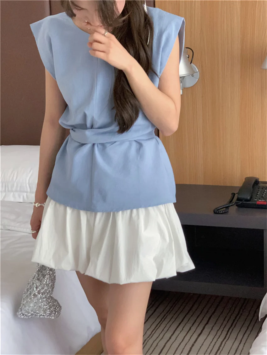 Alien Kitty Work Wear Blouses Chic Women Solid Minimalist Summer Casual Sleeveless Daily Fashion New 2024 Elegant Office Lady