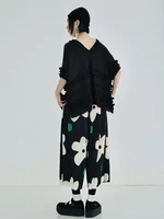 IMAKOKONI original design elasticated waist black summer thin style cropped pants wave dot printed nine cropped pants 223691 - Image 3