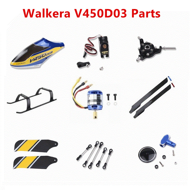 Original Walkera V450D03 RC Helicopter Spare Parts Main Blade Canopy Motor Servo Gear ESC Receiver Landing Ball Linkage Etc