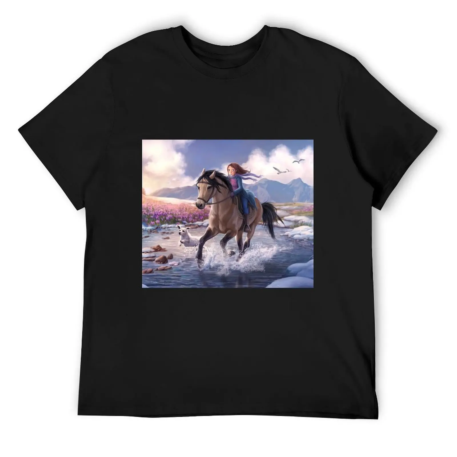 

Футболка StarStable Horse Wallpaper по индивидуальному заказу, роскошная одежда, футболка с синим замком для мужчин