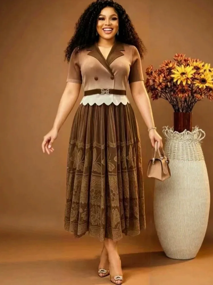 

African Dresses For Women Elegant Wedding Muslim Fashion Abayas Dashiki Robe Kaftan Short Sleeve Dress Turkish Africa 2026 New