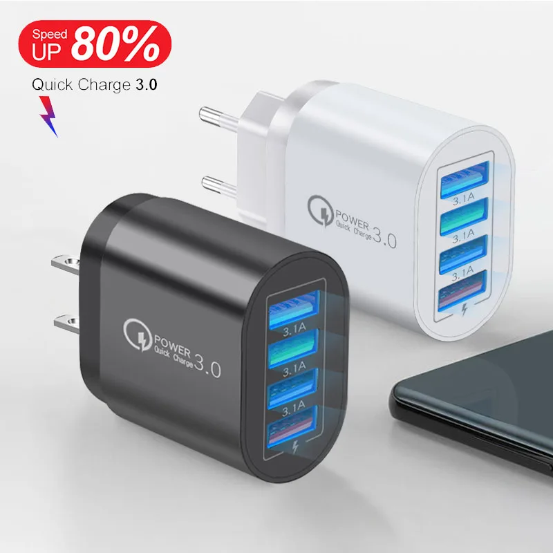 Olaf 60W USB Charger Quick Charge 3.0 Mobile Phone 4 Ports USB Fast Charger For iPhone 13 Samsung Huawei Xiaomi Charger Adapter image 2