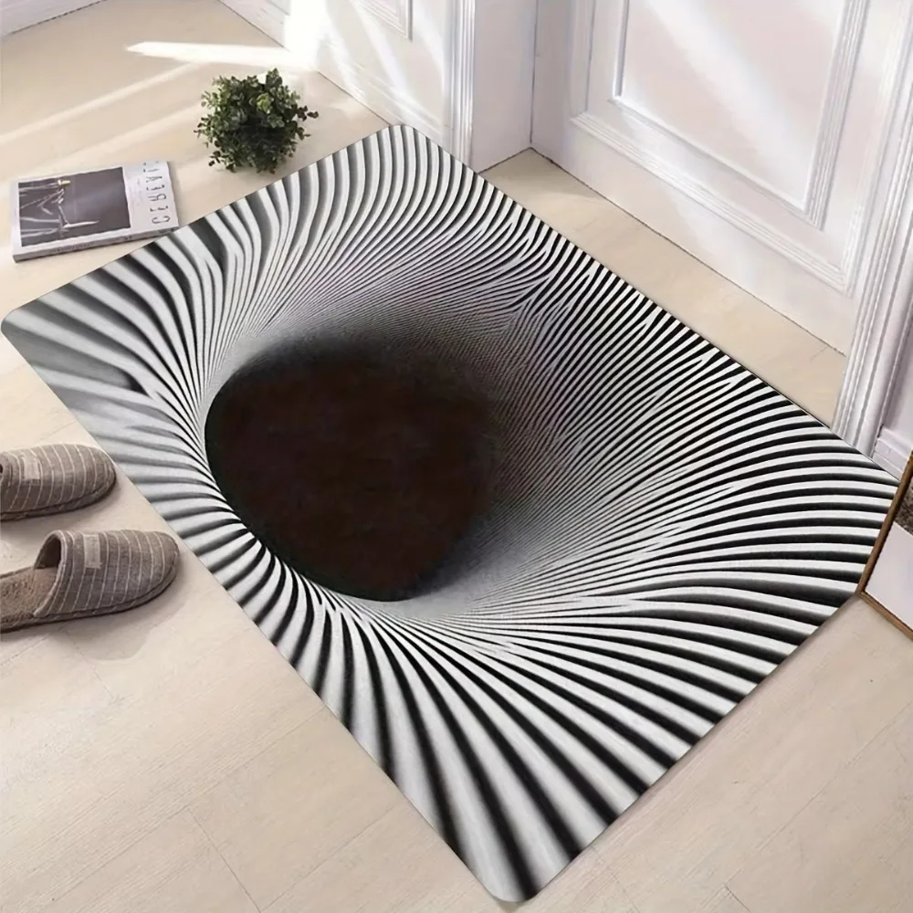 3D Flat Optical Illusion Doormat Non-slip Water-absorbing Bathroom Carpet Abrasion-resistant Durable Bedroom Door Rug Home Mat