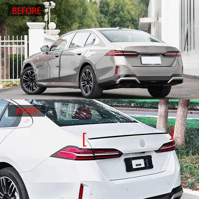 For BMW 5 Series G60 2024 Night Edition Rear Spoiler Wing ABS Plastic Adhesive Installation Gloss Black