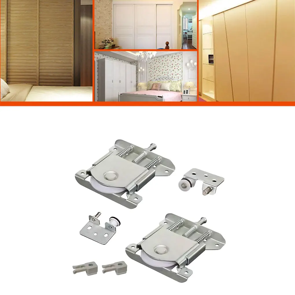 2pair Stylish Sliding Wardrobe Door Parts Easy Assembly Durable And Sturdy Adjustable Metal