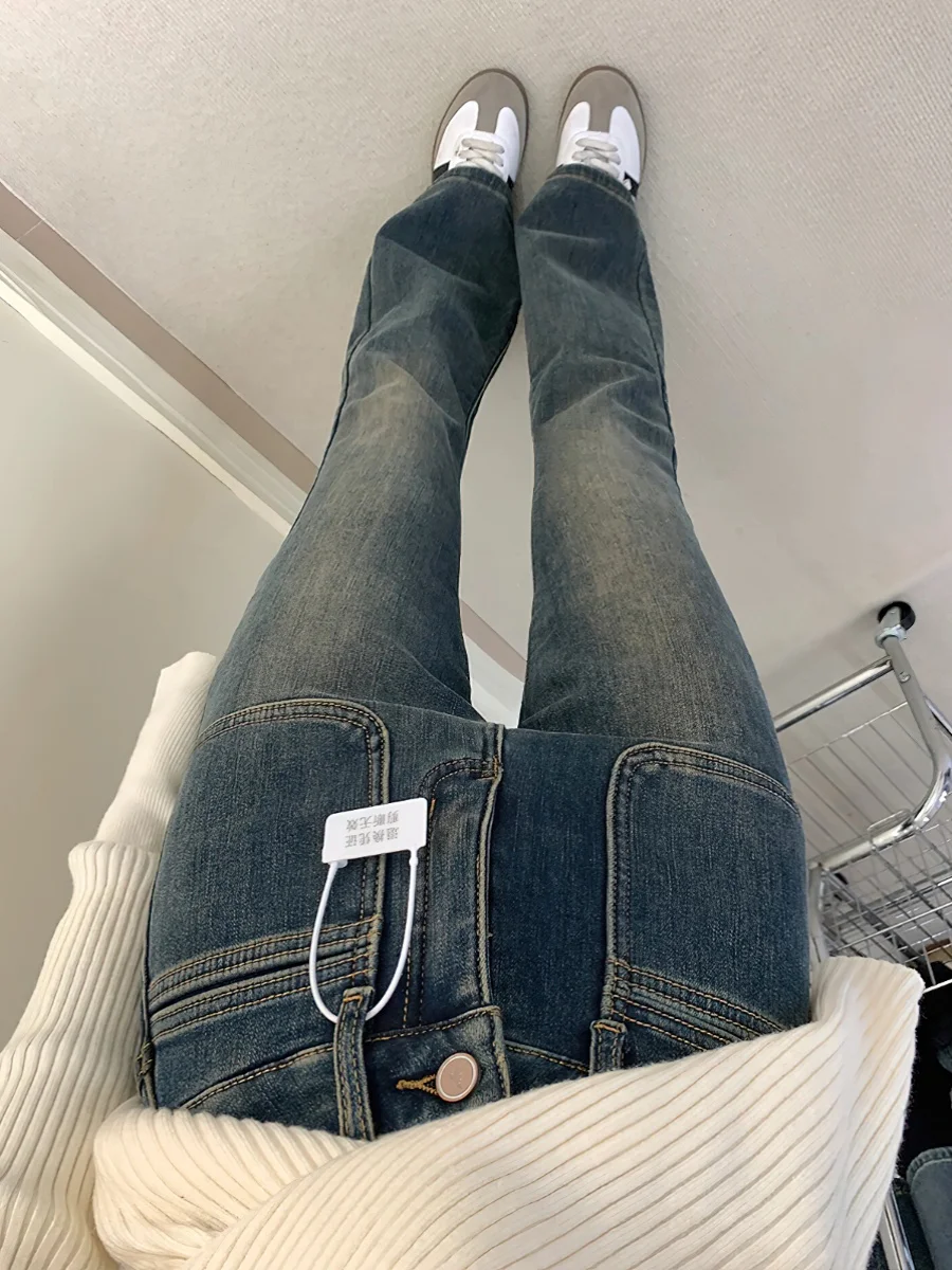 

Retro Flared Denim Jeans Women's Spring New plus Size High Waist Hip Conceal Slim Elastic Bell Bot Long Cotton Stretch