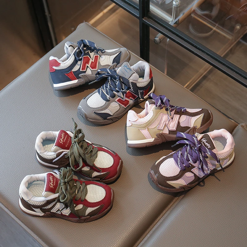 2025 خريف جديد أطفال أحذية رياضية الفتيات أحذية مجلس عادية شبكة تنفس شبكة مزدوجة الاحذية أحذية تدريب #2