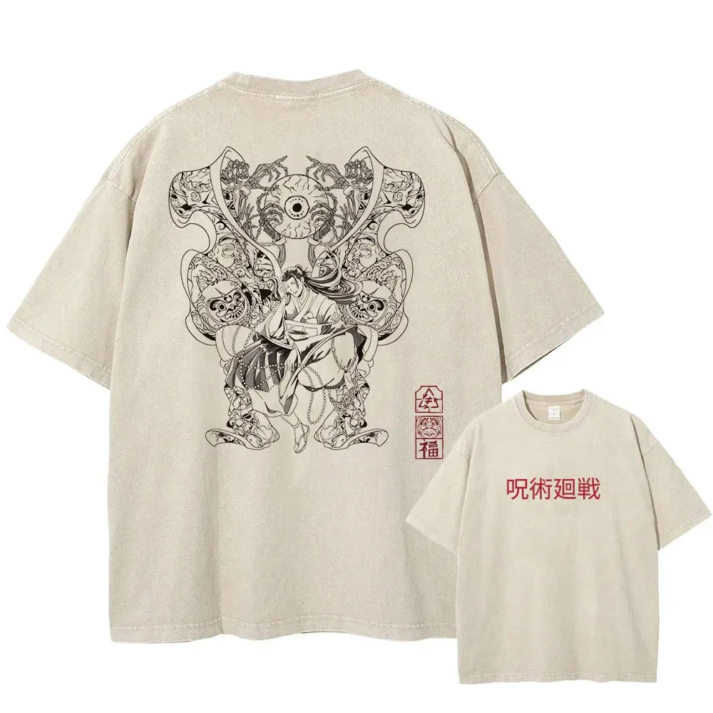 

Men Fashion Streetwear WashedVintage Apricot T-Shirt Anime Graphic Print T Shirt Summer Short Sleeve Cotton Oversize Tee Unisex