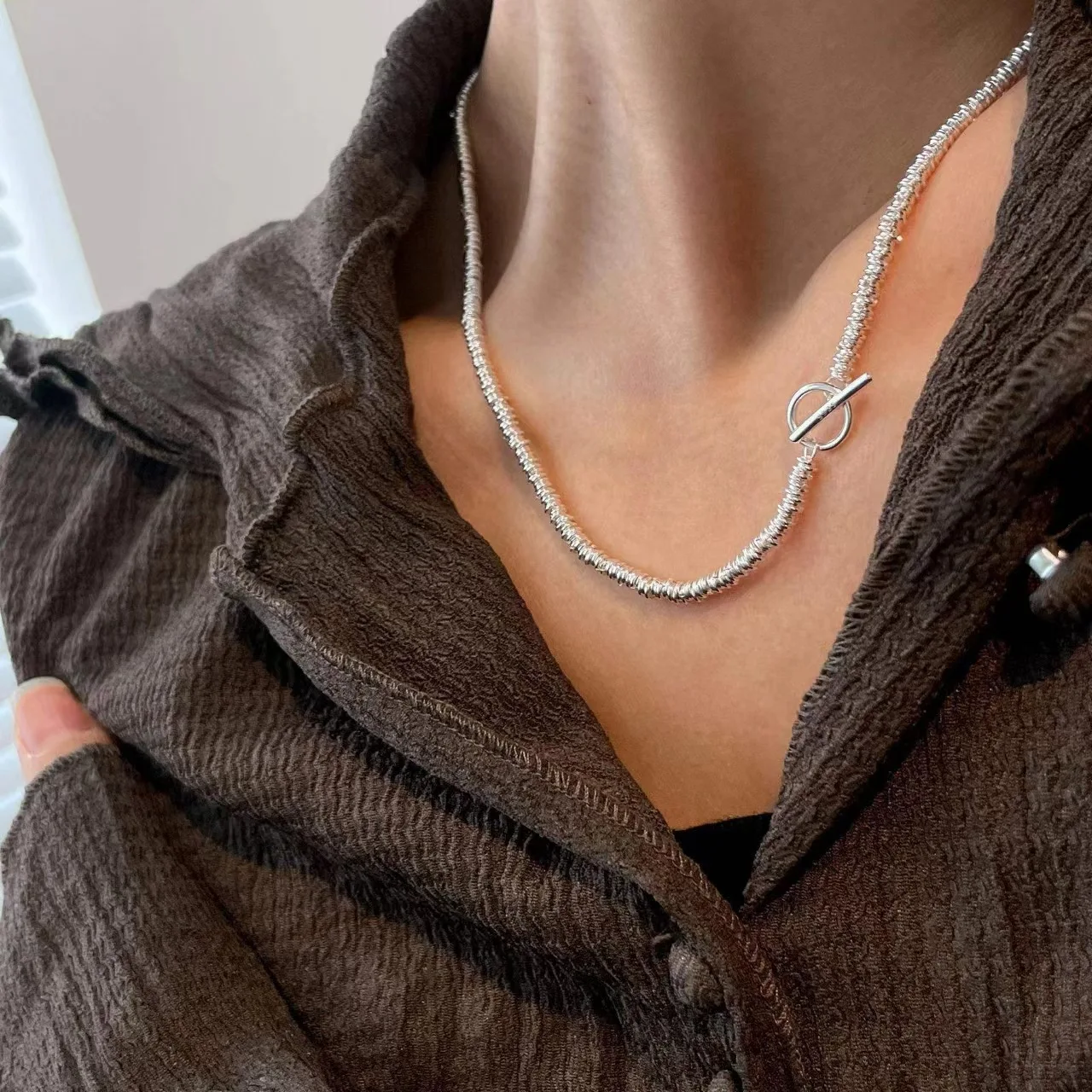 

925 Sterling Silver Exquisite Chain Choker Necklace for Women Girls Wide Fine Jewelry Wedding Party Birthday Gift Accessories