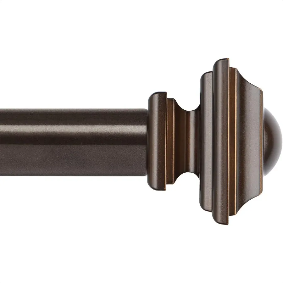 

1 Inch Curtain Rod 32 to 58 Inches 2.64.8ft Bronze Curtain Rods for Windows Single Drapery Rods with Square Finials