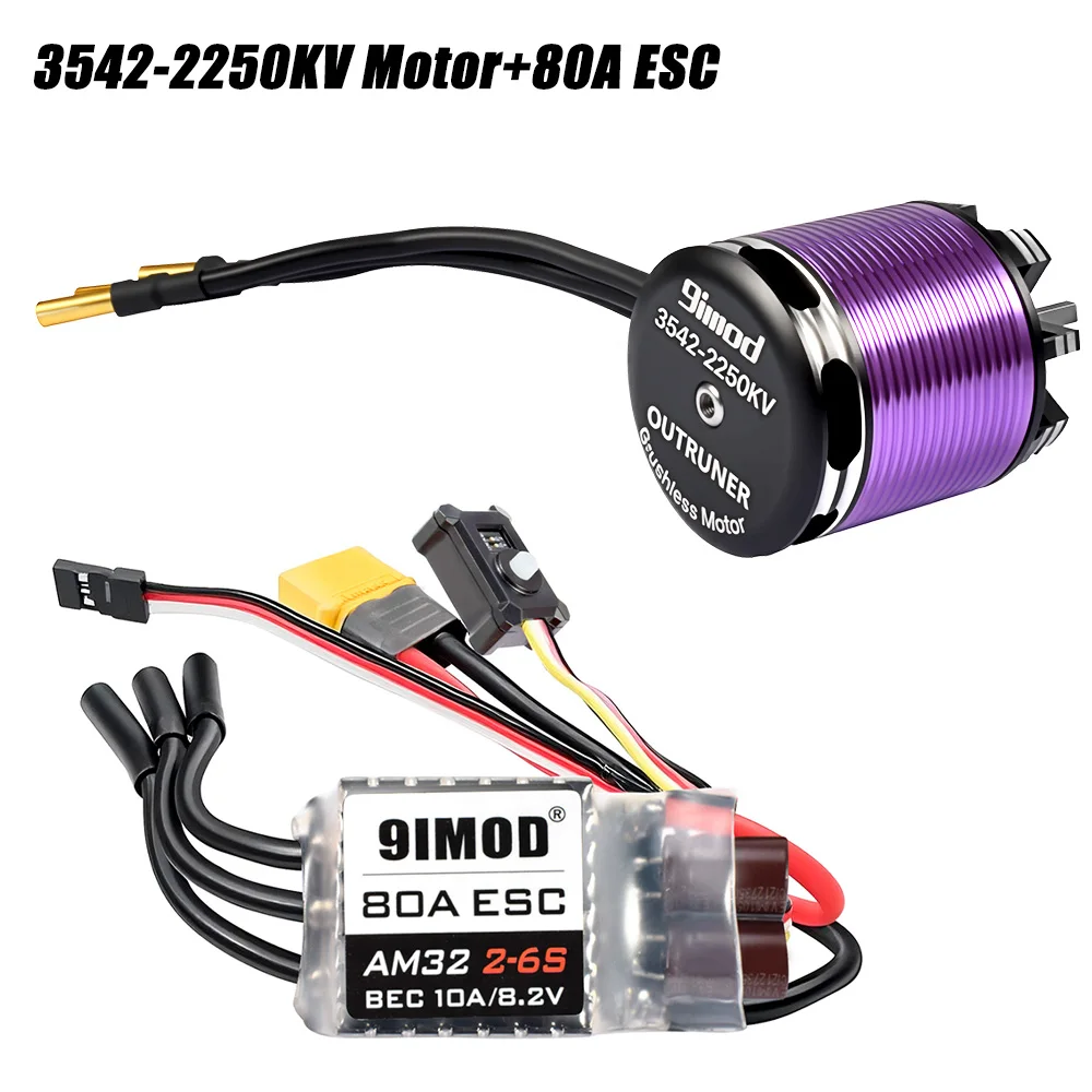 9IMOD Borstelloze Motor ESC Combo 3542 Outrunner Motor 80A ESC voor 1/10 1/12 RC Crawler Auto