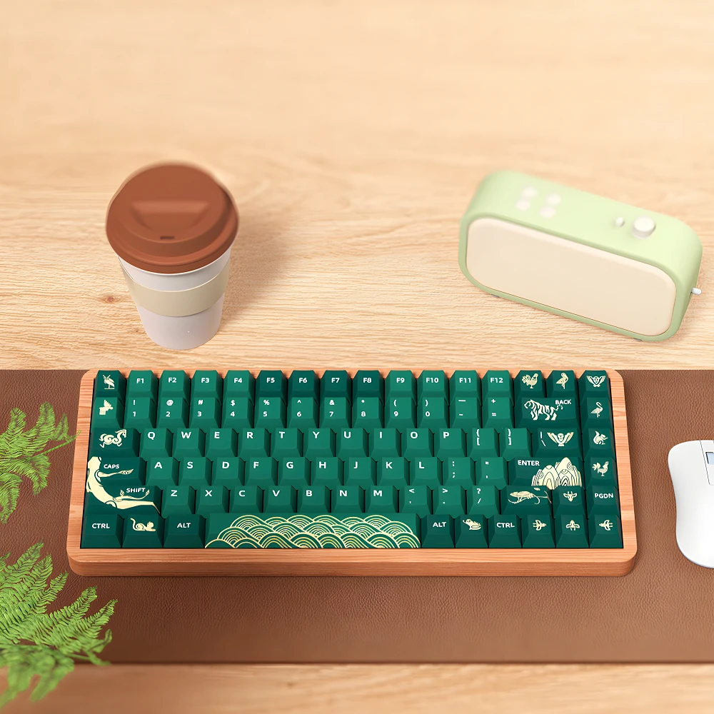 

Mechanical Keyboard Animal Forest Original Cherry Keycaps PBT Green Personalized Creative Art English Japanese Korean