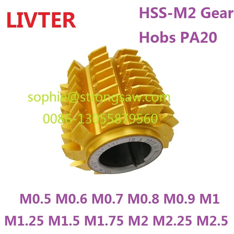 Livter M0.5/M0.6/M0.7/M0.8/M1.0/M2.0/M3.0M/M4.0 modulus PA 20 degrees HSS Titanium coating Gear hob Gear cutting tools