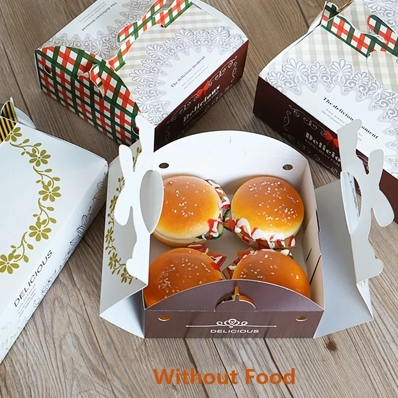 10pcs Portable Delicious Donuts Boxes Baby Show Party Wedding Baking Mousse Cake Decorating Supplies Handle Paper Box