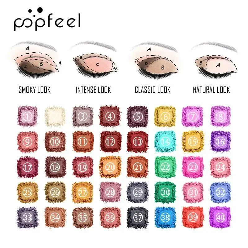 Best-Selling Popfeel Makeup 40 Colors Matte Glitter Eye Shadow Palette Make Up Minerals Pigment Shimmer Powder Eyeshadow Pallete