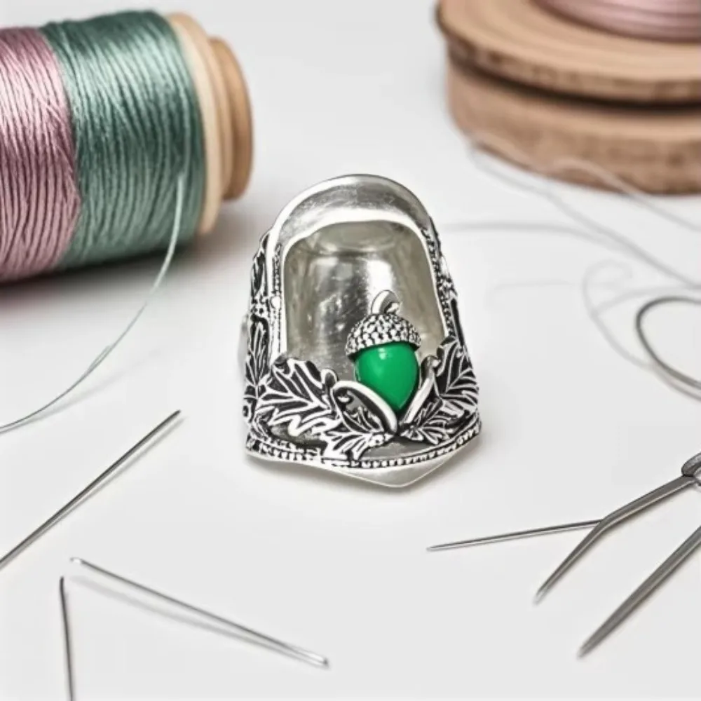 Metal Open Nail Acorn Thimble Durable Adjustable Retro Sewing Thimble DIY Craft Hand Sewing Quilting Embroidery Finger Protector