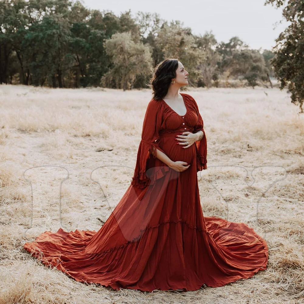 Maternity Photography Bohemian Gown Long Dress Clothes Pregnant Women For Baby shower Photo Shoot Dress Props Accessories