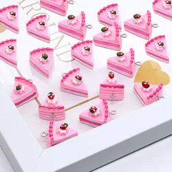 10pcs 3D Mini Strawberry Cake Resin Charms Simulated Triangle Cakes Pendant For Earring DIY Crafts Jewelry Make