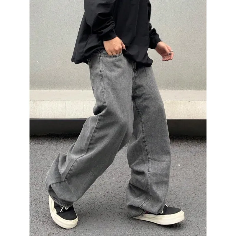 

Loose Fit Men's Jeans D 82219 Comfortable Low Waist Drawstring Unisex Denim Pants That Don't Fade Easily for Spring 2026