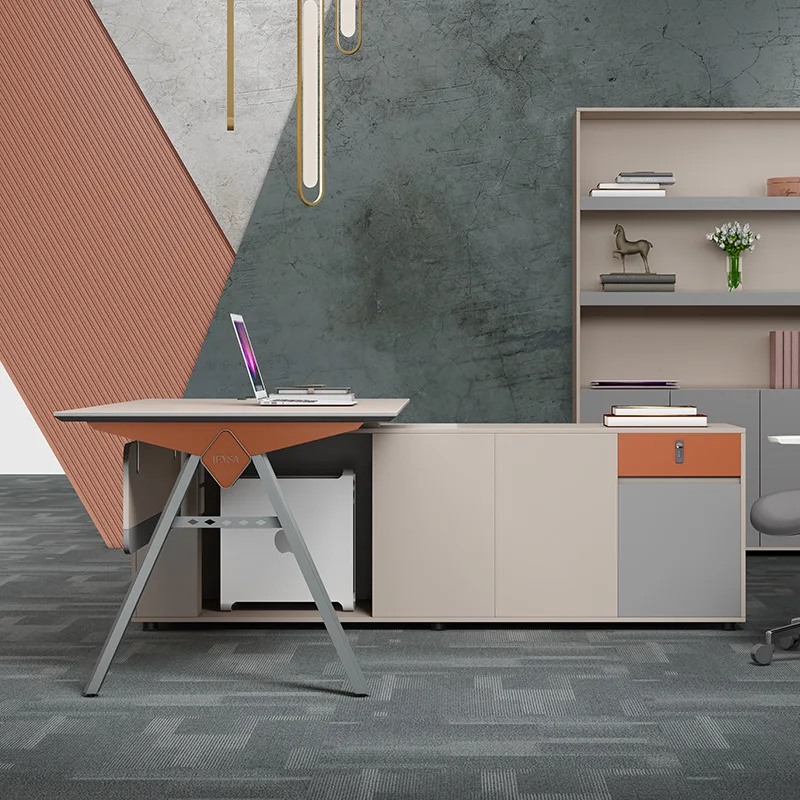Light luxury boss desk, simple and modern president manager desk, supervisor office desk and chair combination computer desk