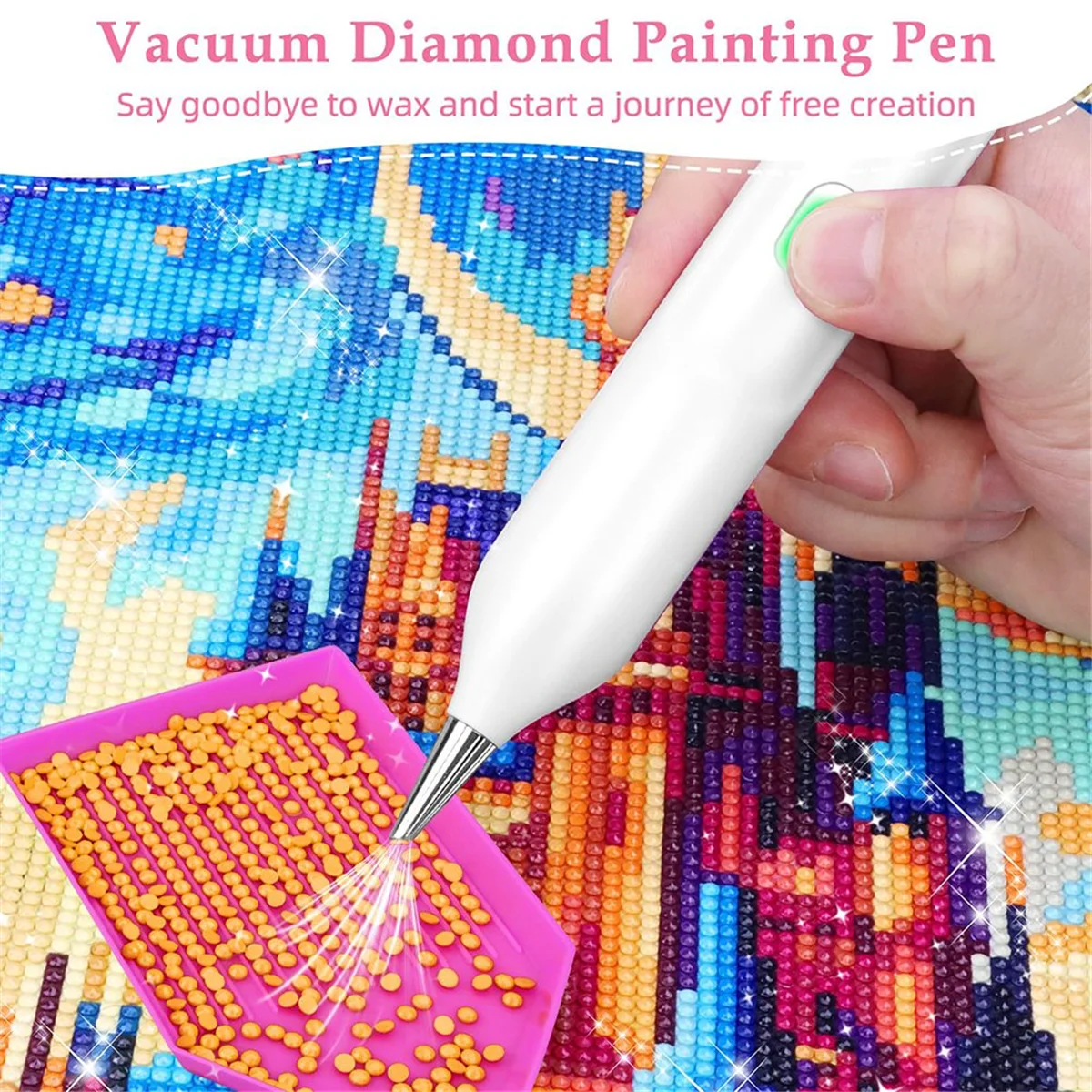 ABNJ Electric Diamonds Painting Pen Kit,Waxless Vacuum Diamond Art Pen Accessories for Adults & Kids view 6