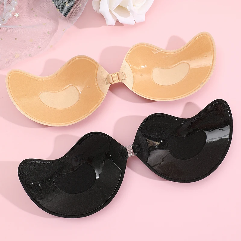 2Pairs Invisible Strapless Adhesive Stick Bra Push Up Bras Women Seamless Front Closure Bralette Underwear Silicone Lingerie