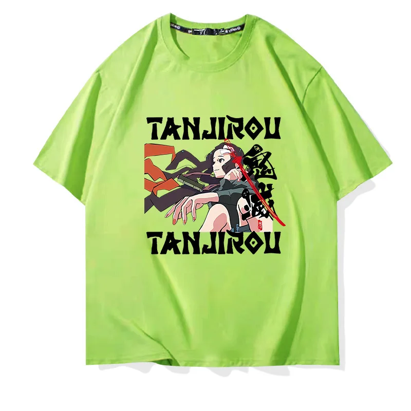 Japanese anime demon slayer print summer high quality men's 100% cotton casual comfortable T-shirt trend street men's tops