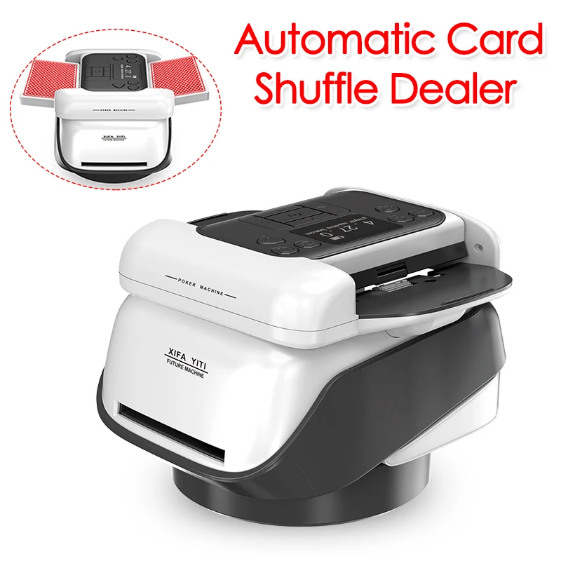 آلة التعامل مع الورق الأوتوماتيكية 2 في 1 360 درجة ° جهاز بوكر لتاجر البطاقات الدوارة لألعاب الحفلات المنزلية الخارجية #1