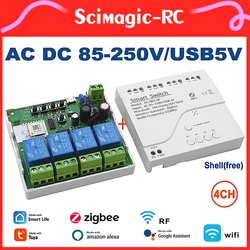 Zigbee-ガレージドアレシーバー,wifi,RFモジュール,ライトスイッチ,1, 2,4ch,7-32v,85-250v,220v,433mhz,新品