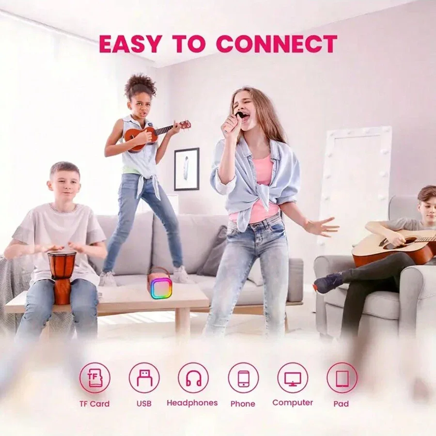 Portable Wireless RGB Lights Speaker Set With 2 Microphones Home Karaoke Machine For Party Birthday Gift K12 Karaoke System