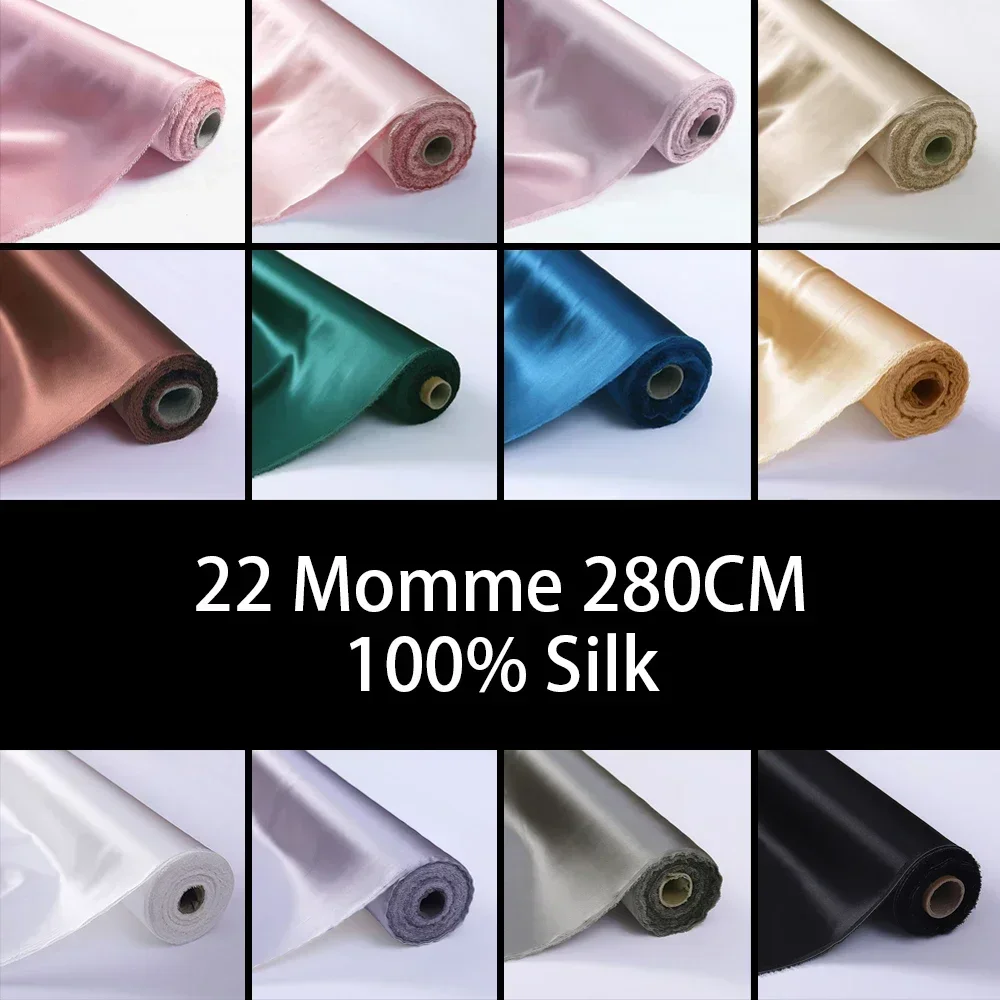100% Pure Silk Fabric 280CM Width 22 Momme Natural Mulberry Silk Fabric High-quality Plain Crepe Satin