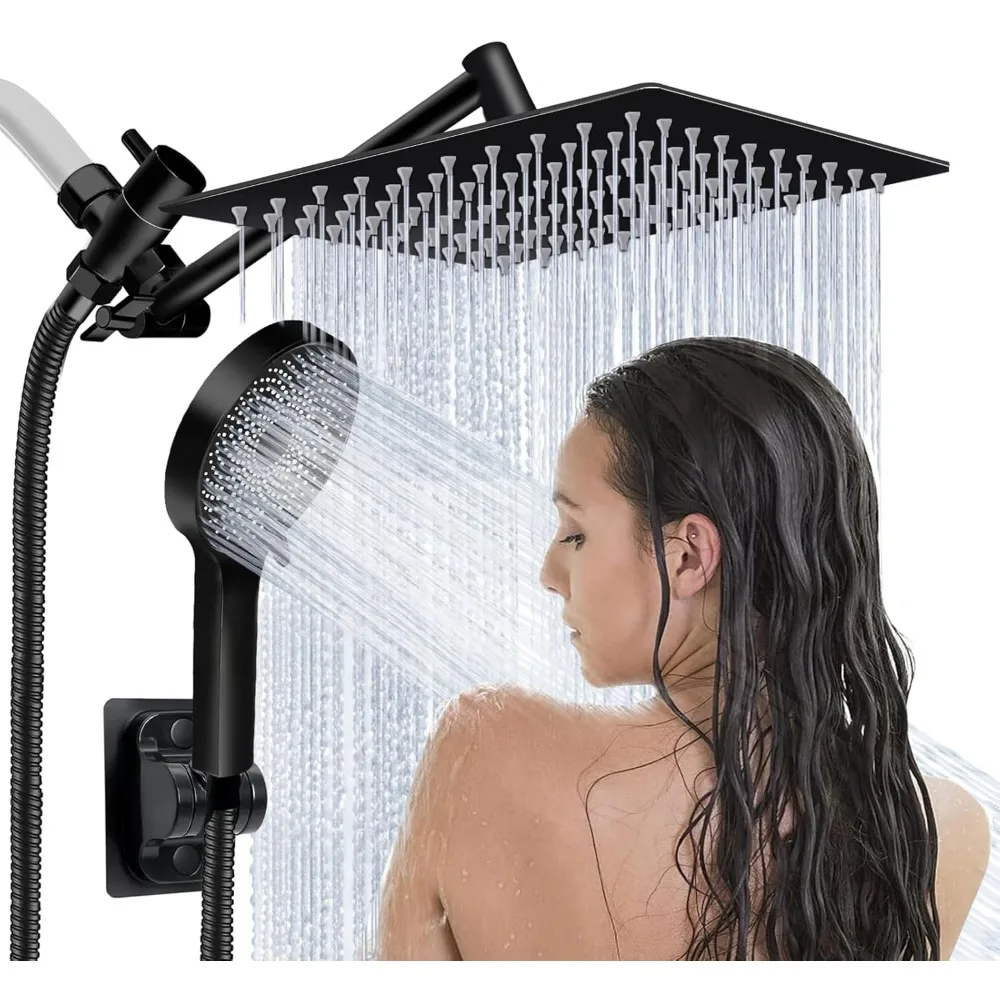 

8-Inch Rain Shower Head with Handheld Sprayer and Adjustable Extension Arm, 3-Way Flow Regulator, High-Quality Shower System