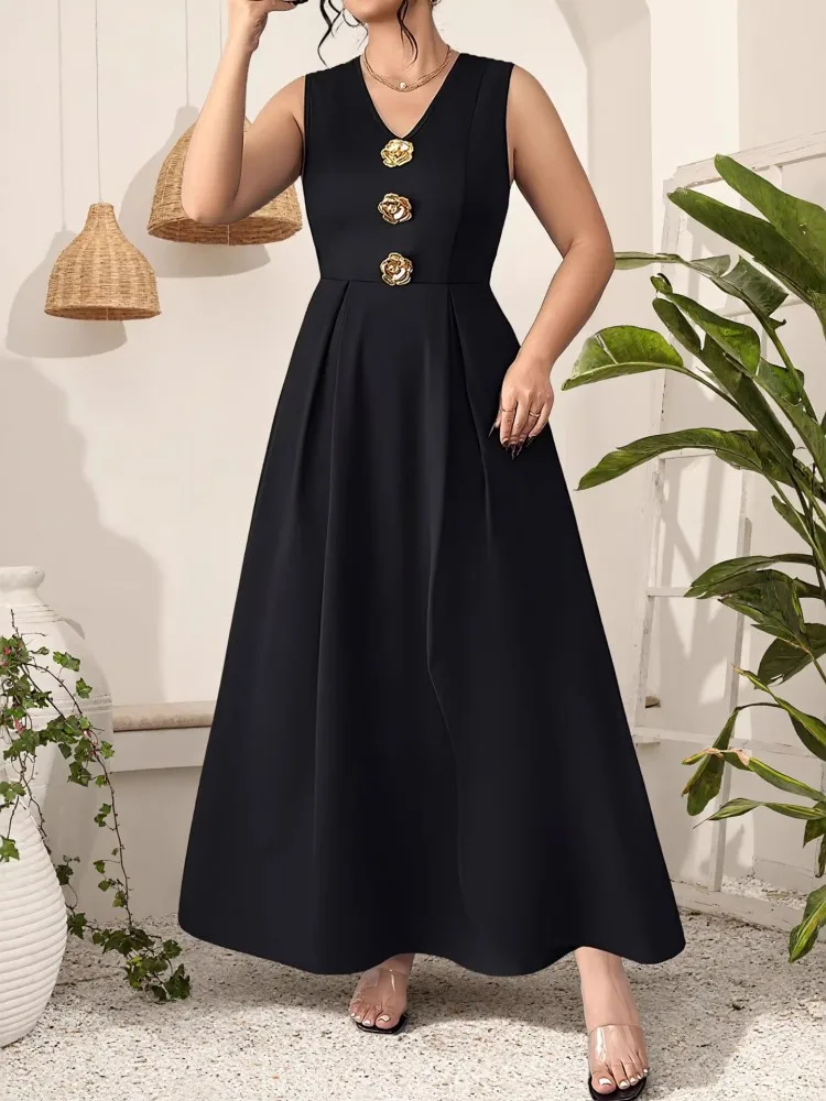 

L-5XL Plus Size Clothes Dresses Women Robes Spring Summer Sleeveless Street Style Casual 3XL 4XL Big Size Maxi Dress Oversized