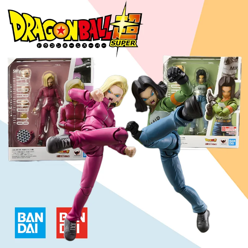 

In Stock Original box Bandai SHF Dragon Ball Z ANDROID 17 18 Anime full Action Figure Finished Model Toy Gift for children