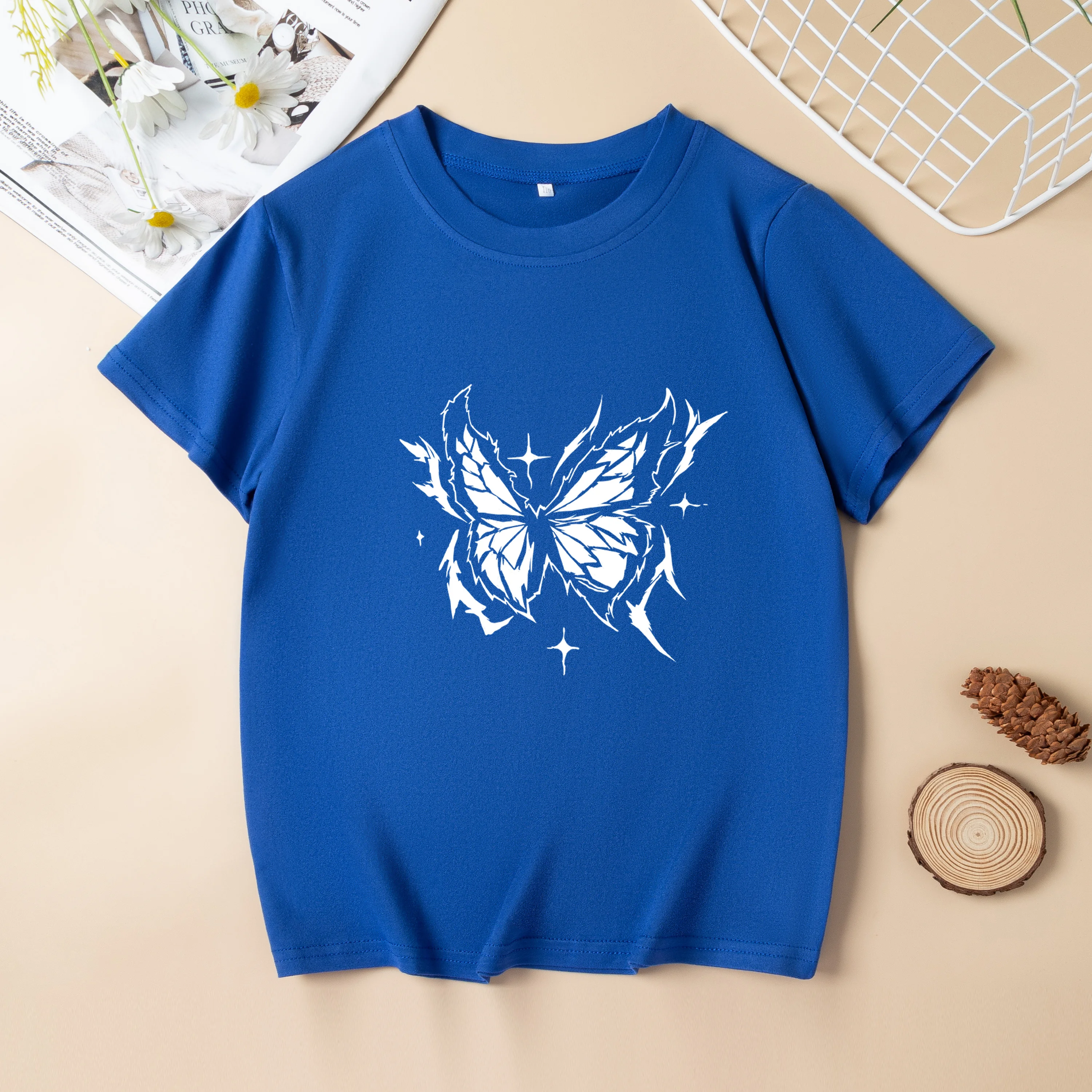 Camiseta de manga corta para niños, Top versátil suelto para niñas, medio y pequeño, europeo y americano, verano, nuevo