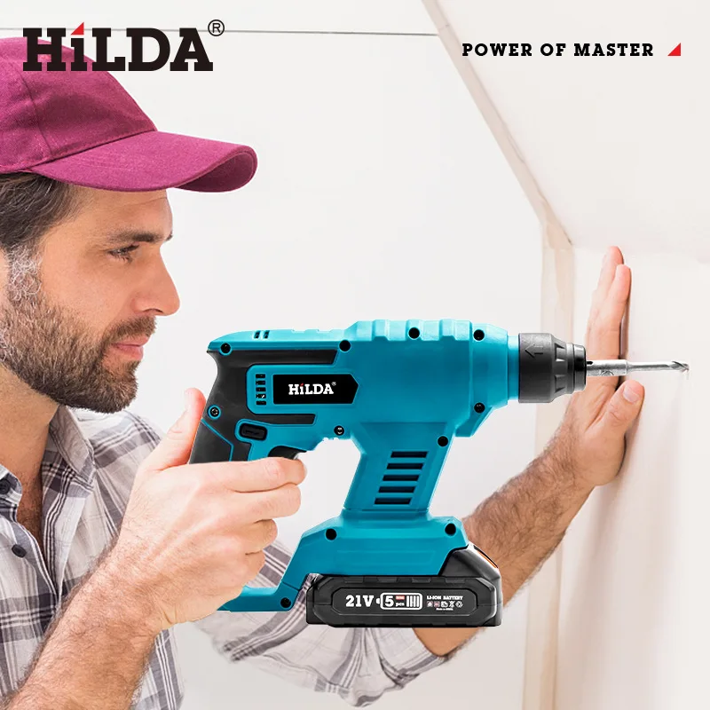 Power Tools Hilda High Power Electric Hammer Electric Screwdriver Brushless Industrial Grade Multi-Function Percussion Drill 046